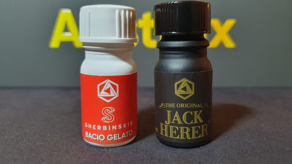 2x Terpenprofil von Abstrax Tech in 2ml Fläschchen; Sherbinskis Bacio Gelato, The Original Jack Herer